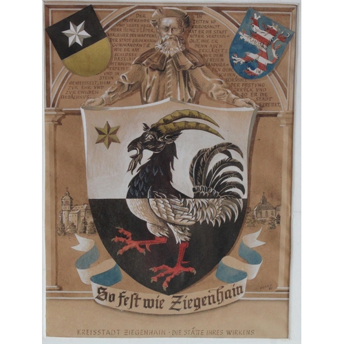 190 - Heraldry - a German watercolour armorial
