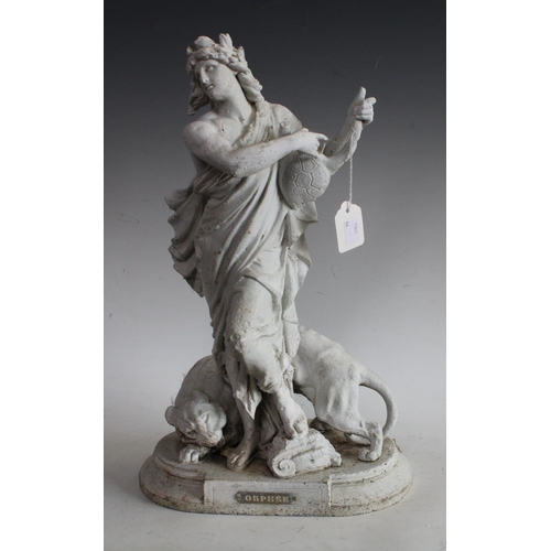 191 - A Victorian spelter figure, Orpheus and tiger