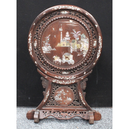 192 - A Chinese hardwood table screen, c.1900