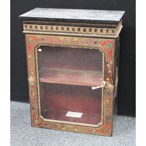 201 - A 19th century ebonised pier cabinet, in the manner of André Charles Boulle, 96cm high
