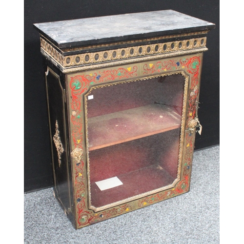201 - A 19th century ebonised pier cabinet, in the manner of André Charles Boulle, 96cm high
