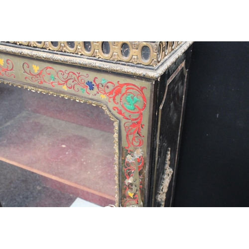 201 - A 19th century ebonised pier cabinet, in the manner of André Charles Boulle, 96cm high