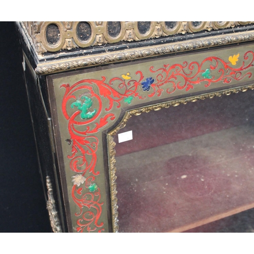 201 - A 19th century ebonised pier cabinet, in the manner of André Charles Boulle, 96cm high