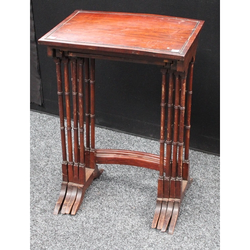 210 - A set of George III style mahogany quartetto tables, the largest 49.5cm wide