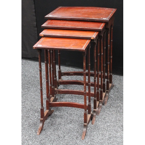 210 - A set of George III style mahogany quartetto tables, the largest 49.5cm wide