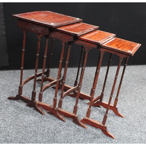 210 - A set of George III style mahogany quartetto tables, the largest 49.5cm wide
