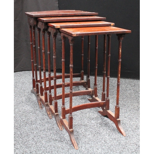 210 - A set of George III style mahogany quartetto tables, the largest 49.5cm wide