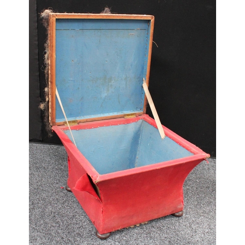 212 - A Victorian concave side ottoman, shallow bun feet