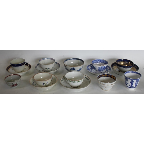 227 - A New Hall tea bowl, decorated in the Famille Rose palette, c.1800; others, Chamberlain Worcester; C... 