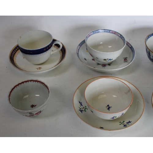 227 - A New Hall tea bowl, decorated in the Famille Rose palette, c.1800; others, Chamberlain Worcester; C... 