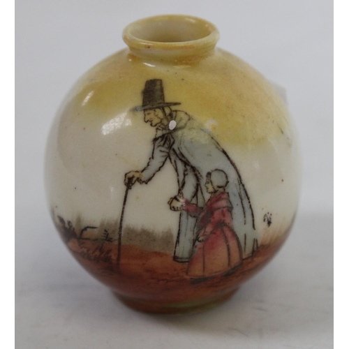 230 - A Doulton flambe posy vase, of spreading cylindrical form, 7.5cm high, printed mark;  a Doulton mini... 