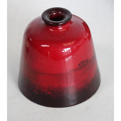 230 - A Doulton flambe posy vase, of spreading cylindrical form, 7.5cm high, printed mark;  a Doulton mini... 