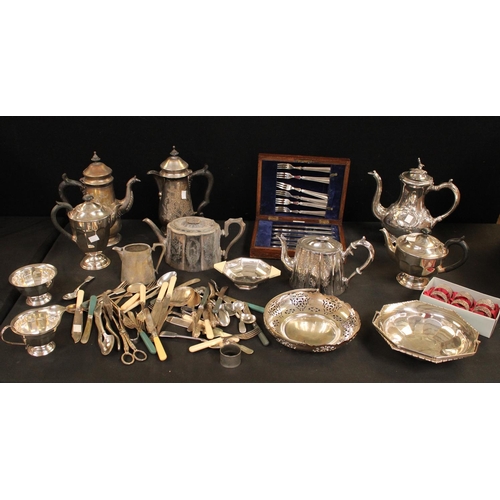 568 - Plated Ware - a Victorian Aesthetic coffee pot; other 19th century and later tea and coffee pots; a ... 