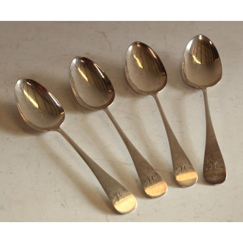 613 - A set of four early Victorian provincial silver Old English pattern teaspoons, Thomas Robinson I, Ne... 