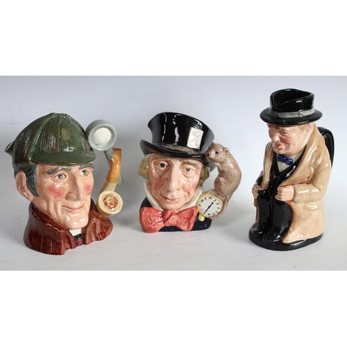 67 - Ceramics - a Royal Doulton Toby jug, Winston Churchill; a Royal Doulton character jug, The Sleuth; a... 