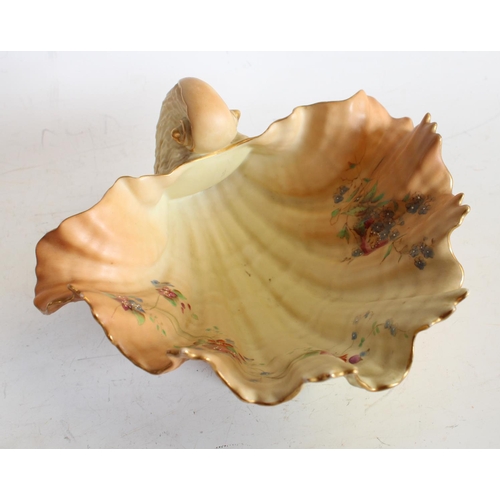 74 - A Royal Worcester scallop shell, blush ivory, bowl; a similar marlet jug (2)