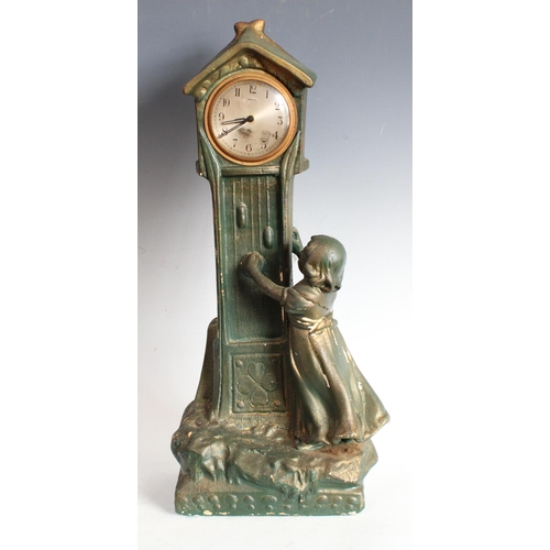 96 - An early 20th century cast chalk architectural time piece, longcase side, impressed marks, LMC 979 v... 