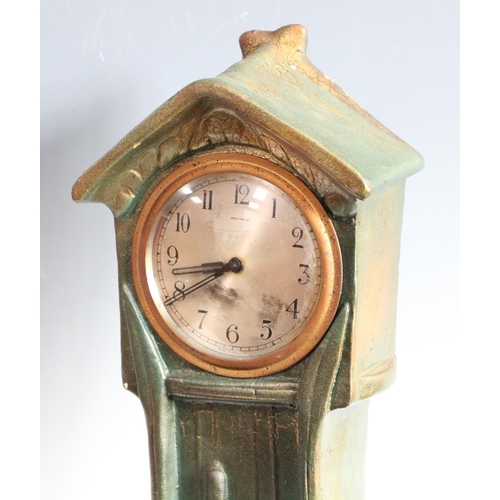 96 - An early 20th century cast chalk architectural time piece, longcase side, impressed marks, LMC 979 v... 