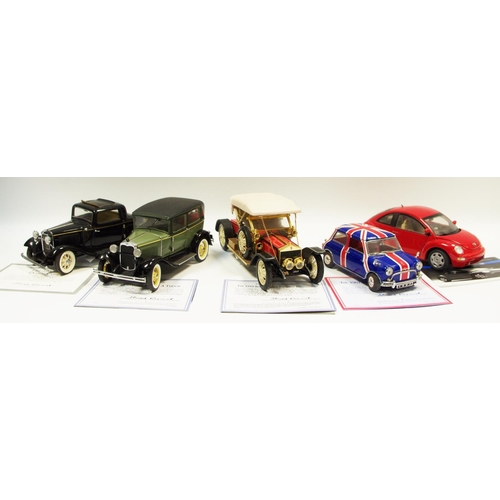 119 - A Franklin Mint including 1967 Morris Mini Copper ''S'' Union Jack body, red interior, certificate; ... 