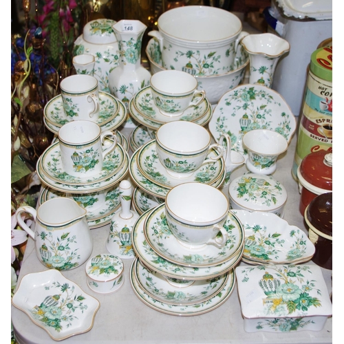 148 - Crown Staffordshire Kowloon pattern part tea & coffee service comprising six teacups & saucers, four... 