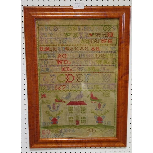 96 - A Victorian sampler dated 1876