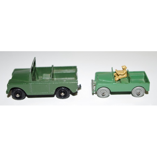 12 - Matchbox Regular Wheels 12a Land Rover - green, silver trim, tan figure driver, metal wheels with cr... 