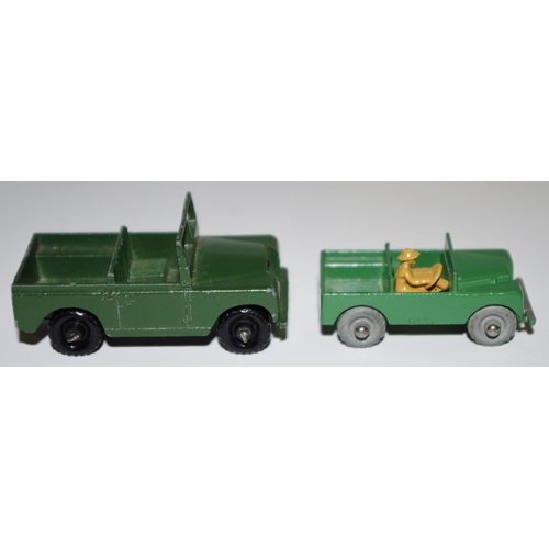 12 - Matchbox Regular Wheels 12a Land Rover - green, silver trim, tan figure driver, metal wheels with cr... 