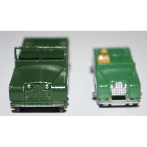 12 - Matchbox Regular Wheels 12a Land Rover - green, silver trim, tan figure driver, metal wheels with cr... 