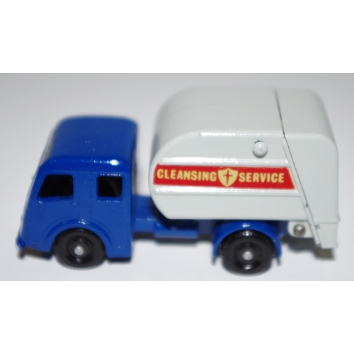 16 - Matchbox Regular Wheels 15c Dennis Refuse Truck ''Cleansing Service'' - dark blue cab and chassis, g... 