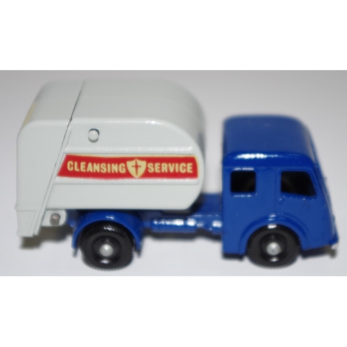 16 - Matchbox Regular Wheels 15c Dennis Refuse Truck ''Cleansing Service'' - dark blue cab and chassis, g... 