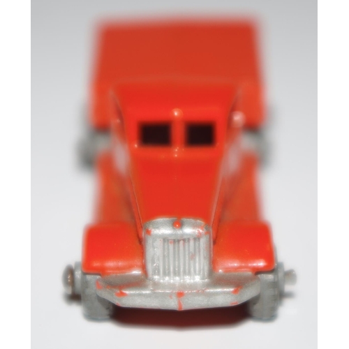 17 - Matchbox Regular Wheels 15a Diamond T Prime Mover - orange body with silver trim, metal wheels with ... 