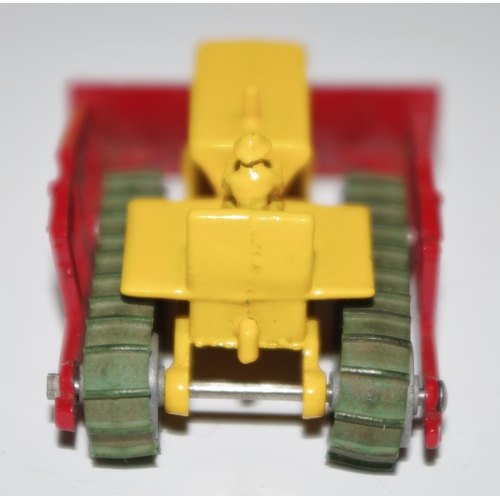 20 - Matchbox Regular Wheels 18a Caterpillar Bulldozer - yellow body and figure driver, red blade and arm... 