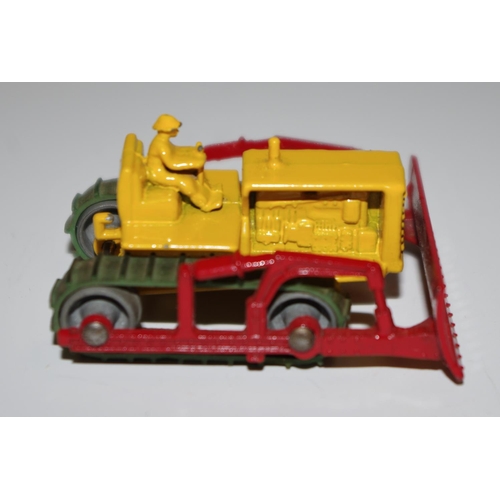 20 - Matchbox Regular Wheels 18a Caterpillar Bulldozer - yellow body and figure driver, red blade and arm... 