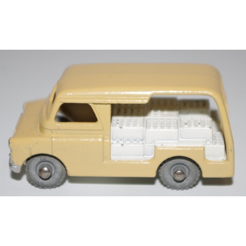 34 - Matchbox Regular Wheels 29a Bedford Milk Delivery Van - light tan body, white crates, metal wheels w... 