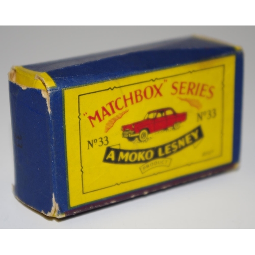 38 - Matchbox Regular Wheels 33a Ford Zodiac - teal blue body, silver trim to front and rear, metal wheel... 