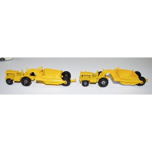 4 - A Matchbox Regular Wheels Major Pack No.1 Caterpillar DW20, yellow & blue card box; another unboxed;... 