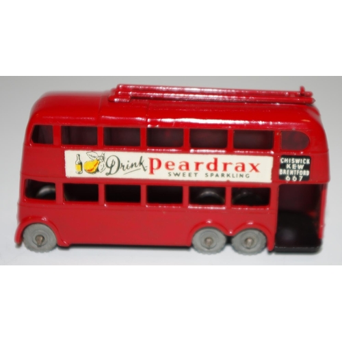 52 - Matchbox Regular Wheels 56a London Trolleybus ''Peardrax'' - red body and trolley poles, smooth roof... 