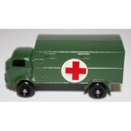 56 - Matchbox Regular Wheels 63a Ford Service Ambulance - Stannard Code 3 military green, silver trim, bl... 