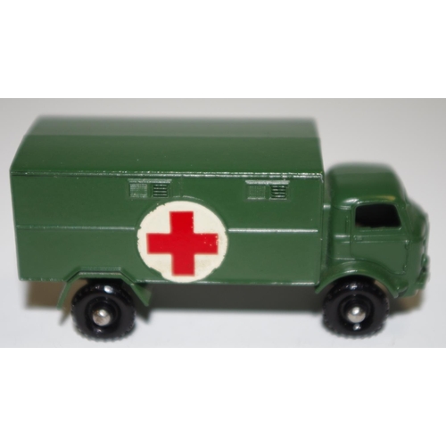 56 - Matchbox Regular Wheels 63a Ford Service Ambulance - Stannard Code 3 military green, silver trim, bl... 