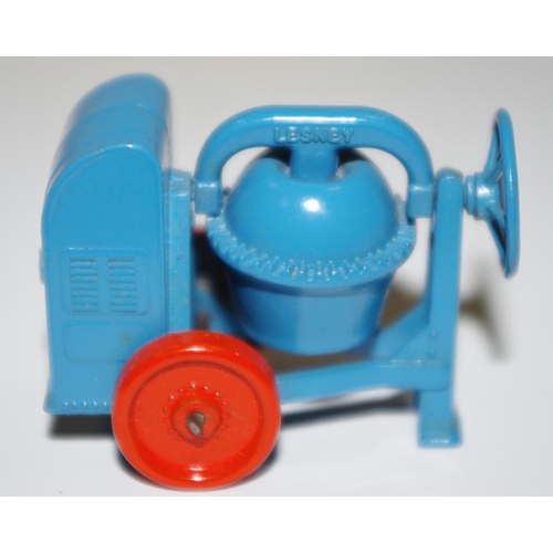 6 - Matchbox Regular Wheels 3a Site Mixer - blue, orange metal wheels with crimped axles type B Moko box