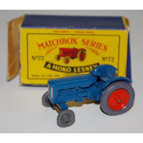 62 - Matchbox Regular Wheels 72a Fordson Major Tractor - Stannard Code 1, blue body, silver trim, orange ... 