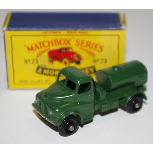 63 - Matchbox Regular Wheels 71a Austin 200 gallon Water Truck - Stannard Code 1 military green, silver t... 