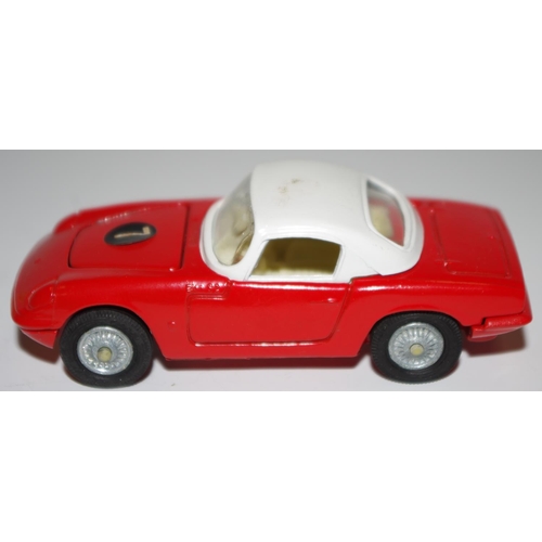 69 - Corgi Toys No.319 Lotus Elan Coupe with detachable chassis - red, white roof and interior, cast hubs... 