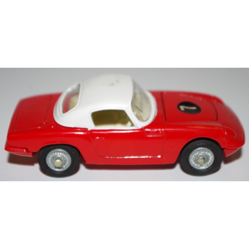 69 - Corgi Toys No.319 Lotus Elan Coupe with detachable chassis - red, white roof and interior, cast hubs... 