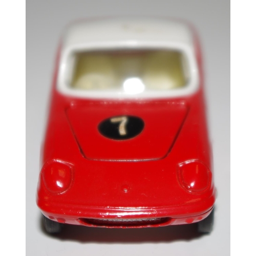 69 - Corgi Toys No.319 Lotus Elan Coupe with detachable chassis - red, white roof and interior, cast hubs... 