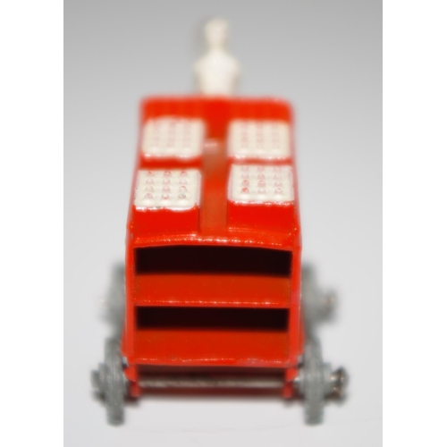 8 - Matchbox Regular Wheels 7a Horse Drawn Milk Float - orange, pale white crates, white figure driver, ... 