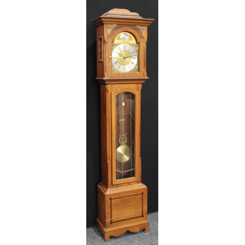 156 - A George III style oak longcase clock, the dial marked Tempus Fugit, 212cm high