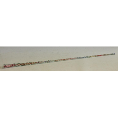 163 - A late 19th century glass frigger walking cane, barley twist filled with miniature glass beads