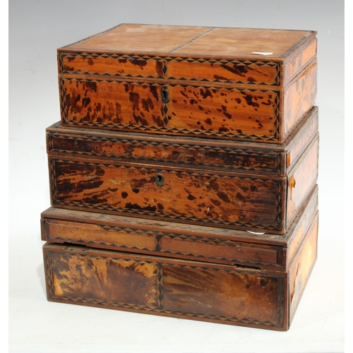 186 - Three early 19th century tortoiseshell workboxes (a/f)