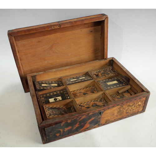 186 - Three early 19th century tortoiseshell workboxes (a/f)